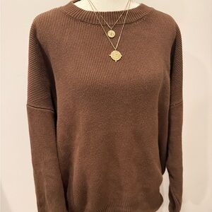 House of Harlow 1960 Chocolate Brown Crew Neck Sweater